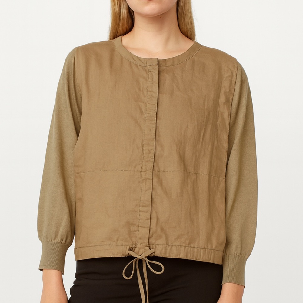 TSE 100% Cotton 3/4 Sleeve Tan Women's Top Size Medium